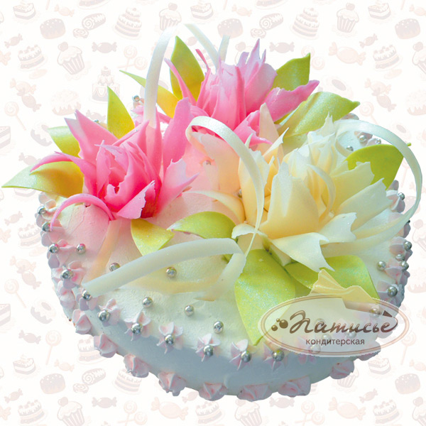 Торт с цветами из глазури - фото, цена, заказ, доставка по Перми