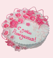 Одноярусный торт с цветами из мастики